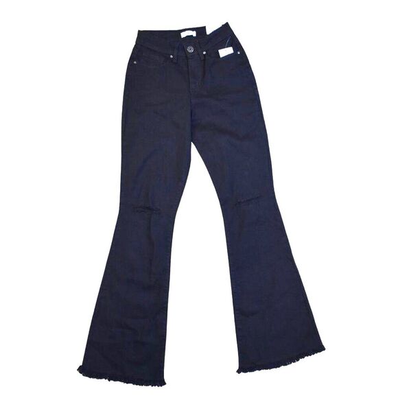 YMI Black Flare Jeans Women’s 3/26 High Waist Bell Bottom Distressed NWT - Picture 1 of 13